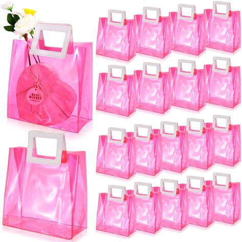 PRICES MAY VARY. Proper Size: measuring about 7.9 x 8.3 x 3.9 inches/ 20 x 21 x 10 cm, these 20 birthday bags are ideal for small to medium sized items; These include various products such as candles, full size books, cosmetics, jewelry, lotions, DVDs, toys, sweets or other everyday necessities, offering plenty of space to fit in most items conveniently, ideal for gift giving Sturdy PVC Material: made from quality PVC material, these holographic bags are designed to be strong and waterproof; The Pink Birthday Theme, Gift Bags Wedding, Bachelorette Party Favor Bags, Wedding Gift Wrap, Clear Gift Bags, Plastic Gift Bags, Barbie Gifts, Holographic Bag, Barbie Bridal