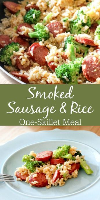 This quick & easy Smoked Sausage & Rice One Skillet Meal Recipe can be made in under 30 minutes and promises to be a hit in your household! Smoked Sausage Rice, Smoked Sausage And Rice, Easy Carbonara Recipe, Sausage And Rice, Sausage Rice, Smoked Sausage Recipes, Sausage Dinner, Skillet Dinner Recipes, One Skillet Meals