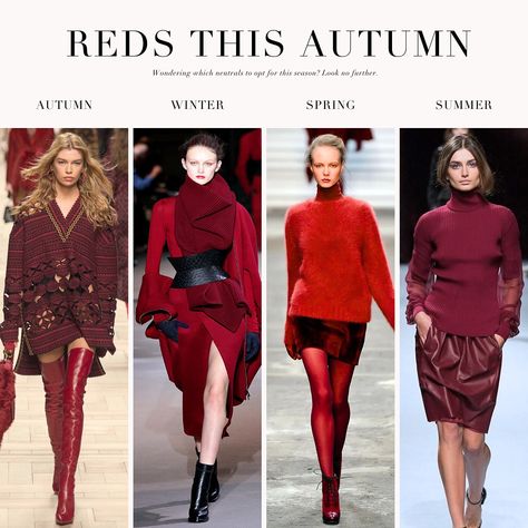 Autumn red inspiration for the four colour seasons 🍂 . #coloranalysis #colouranalysis #coloranalyst #winterpalette #springpalette #autumnpalette #summerpalette Soft Classic Dark Autumn, Soft Autumn Red, Autumn Seasonal Color Analysis, Red Inspiration, Autumn Dark, Deep Autumn Color Palette, Color Seasons, Burgundy Colour, Spring Palette