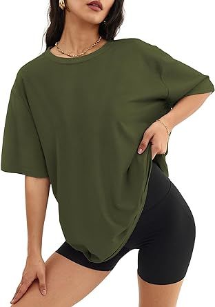 ATHMILE Womens Oversized T Shirts Loose Fit Crewneck Short Sleeve Tops Summer Casual Blouse Y2K 2024 Basic Tee Blouse Y2k, Short Sleeve Tops Casual, Spring Tees, Oversize Casual, Oversized T Shirts, Oversized Crewneck, Vetements T Shirt, Short Sleeve Tops, Loose Fitting Tops