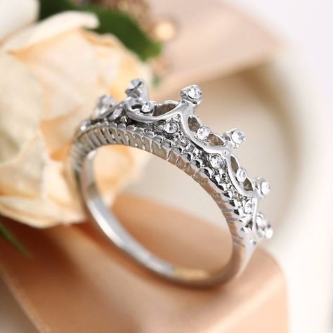 Crown Ring Crown Wedding Ring, Crown Engagement Ring, Crown Ring Princess, Diamond Crown Ring, Silver Crown Ring, Tiara Ring, Princess Ring, Diamond Crown, Rhinestone Crown