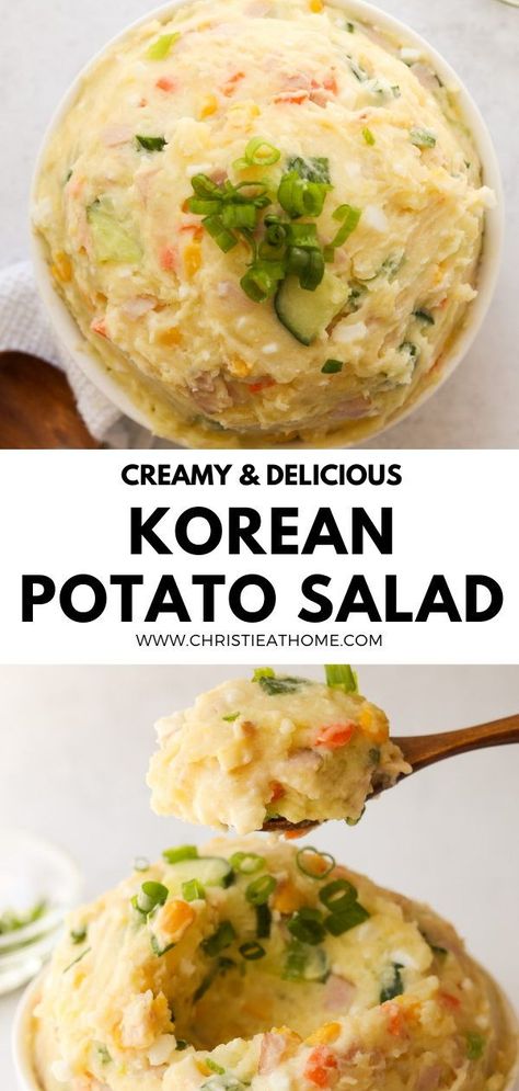 Korean Bbq Side Dishes, Korean Potato Side Dish, Korean Potato Salad, Banchan Recipe, Korean Salad, Korean Potatoes, Korean Food Side Dishes, Koreansk Mat, Recipes Korean