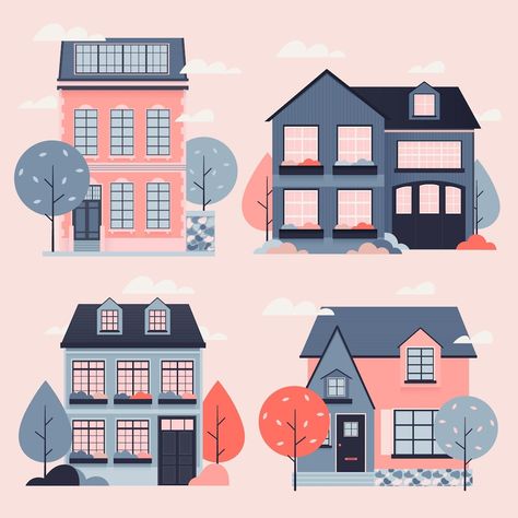 Vector House, Collection Illustration, House Cartoon, Cartoon House, Arte 8 Bits, Building Illustration, Flat Design Illustration, House Illustration, City Illustration