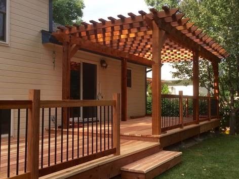 Covers Deck Ideas, Upper Deck Pergola Ideas, Pergola Over Patio Ideas, Pergola And Decking Ideas, Open Veranda Ideas, Pergola Over Deck Attached To House, Pergola Attached To Deck, Pergola And Deck, Backyard Deck With Pergola