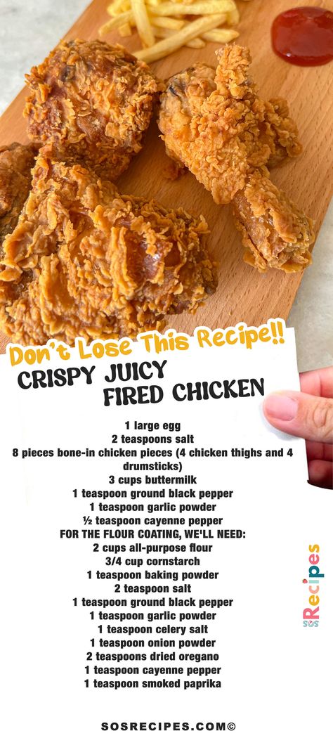 CRISPY JUICY FIRED CHICKEN Flavorful Fried Chicken, Different Food Recipes Dinners, Easy Fry Chicken Recipes, Best Crispy Fried Chicken Recipe, Chicken Shack Potatoes Recipe, Best Fry Chicken Recipe, How To Make Crispy Fried Chicken, Fried Chicken Party Ideas, Crispy Fried Chicken Recipe Easy