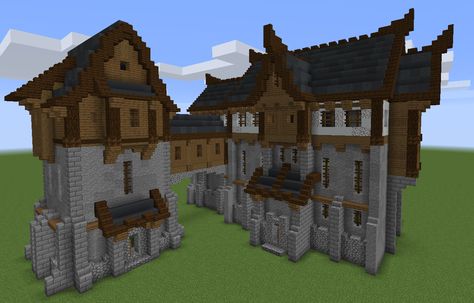 Minecraft Warehouse, Minecraft Medieval Village, Minecraft Castle Designs, Minecraft Town, Minecraft Building Ideas, Case Minecraft, Minecraft Steampunk, Mc Ideas, Minecraft House Plans