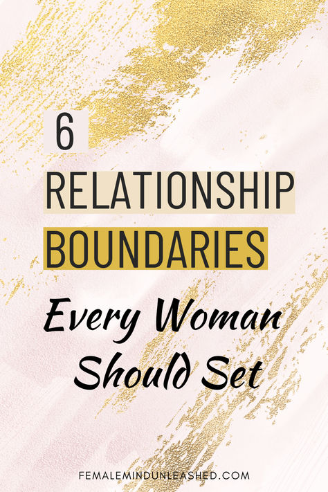 "Empower your intimate relationships with these six essential boundaries. Discover the 6 Relationship Boundaries Every Woman Should Set for healthier connections, increased self-respect, and lasting love. Strengthen your emotional well-being and foster meaningful connections. Pin now for a guide to building stronger, more fulfilling relationships. #RelationshipBoundaries #Empowerment #HealthyConnections Relationship Boundaries Couple List, Setting Boundaries In Marriage, Boundaries For Relationships, Dating Boundaries List, Boundaries To Set In A Relationship, How To Set Boundaries Relationships, Relationship Boundaries List, Personal Boundaries Quotes, Self Boundaries