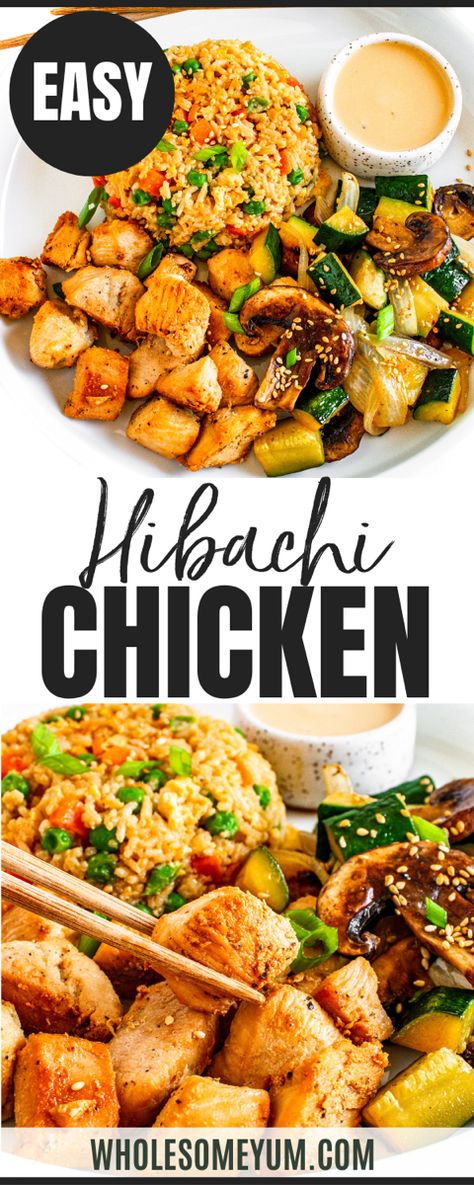 Hibachi Chicken Low Calorie Hibachi Chicken, Chicken For Fried Rice Recipe, Fried Rice Meals Dinners, Teriyaki Chicken Hibachi Recipe, Hibachi Chicken And Zucchini, Hibachi Chicken With Fried Rice, Chicken Habachi Bowl, Gluten Free Hibachi Chicken, Chicken To Go With Fried Rice