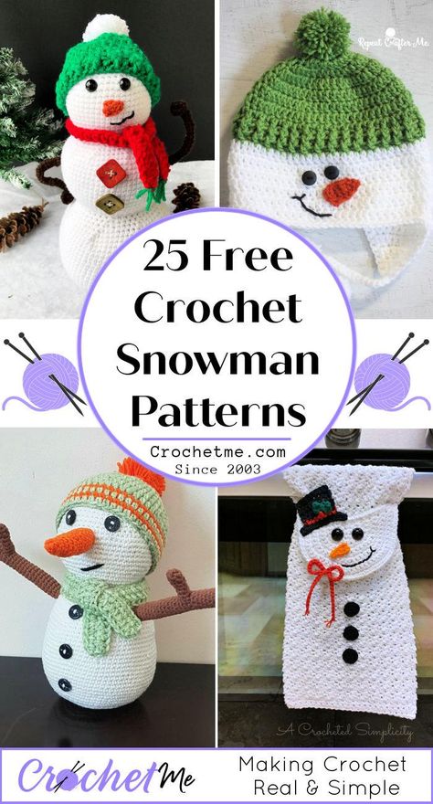 25 Free Crochet Snowman Patterns - Crochet Me Snowman Patterns, Snowman Amigurumi, Snowman Crochet, Christmas Crochet Patterns Free, Crochet Patterns Free Beginner, Crochet Snowman, Handmade Baby Blankets, Easy Crochet Patterns Free, Crochet Christmas Decorations