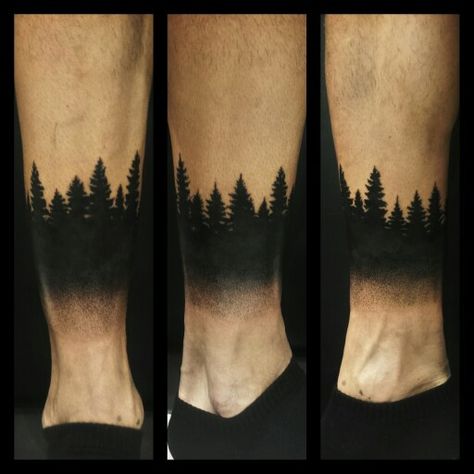 Dotwork tree forest Ankle Forest Tattoo, Pocket Watch Tattoo Design, Leg Band Tattoos, Calf Tattoo Men, Watch Tattoo Design, Tattoo Band, Forest Tattoo, Tatuagem Masculina Pequena, Watch Tattoo