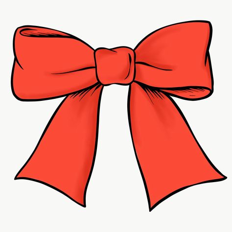 Hand drawn red bow design element | free image by rawpixel.com / Noon Ribbon Drawing, Bow Illustration, Red Outline, Bow Drawing, Christmas Tree Drawing, Bow Vector, Ribbon Logo, Bow Clipart