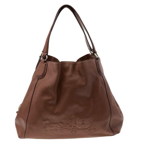 Coach Brown Leather Edie Carriage Shoulder Bag Chloe Bags Handbags, Moroccan Leather, Leather Hobo Bag, Leather Hobo, Hobo Bag, Green And Gold, Coach Bags, Luxury Bags, Brown Leather