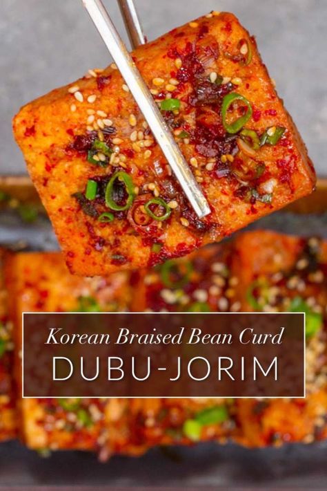 Korean Tofu Recipes, Braised Recipes, Braised Tofu Recipe, Korean Tofu, Braised Tofu, Koreansk Mat, Korean Vegan, Recipe Korean, Mapo Tofu