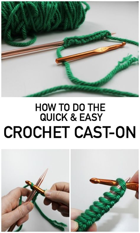 Crochet Cast-On Tutorial for Knitting Knit Stitches For Beginners, Cast On Knitting, Knitting Help, Simple Crochet, Vogue Knitting, Knitting Instructions, Crochet Simple, Crochet Set, How To Purl Knit