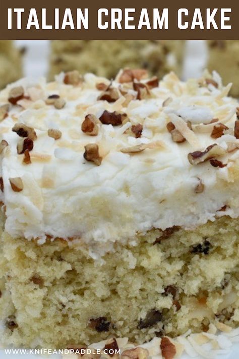 Irresistibly Delicious Italian Cream Cake • www.knifeandpaddle.com Italian Cream Cheese Cake, The Best Cream Cheese Frosting, Best Cream Cheese Frosting, Italian Cream Cake Recipe, Lemon Cream Cake, Coconut Cream Cheese Frosting, Italian Christmas Recipes, Happy Habits, Italian Cream Cakes