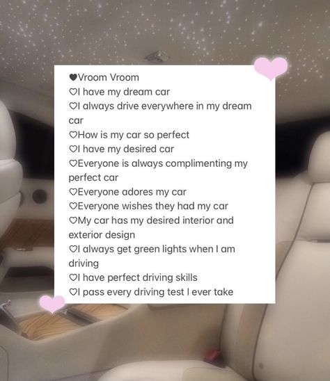 Positive Driving Affirmations, Manifesting A Car Affirmation, Manifest Car Affirmations, Manifest New Car, Manifest A Car, Manifesting A Car, Driving Test Affirmations, Car Manifestation Affirmations, Dream Car Affirmations