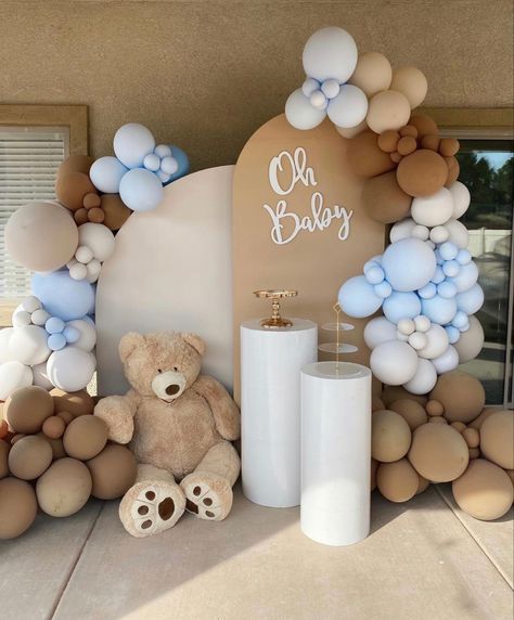 Boy Themes Baby Shower Ideas, 1st Birthday Boy Bear Theme, Teddy Bear Baby Shower Cake Boys, Bear Themed Baby Shower Ideas Boy, We Can Bearly Wait Baby Shower Theme Boy, Teddy Bear Baby Shower Theme Cake, Boy Baby Shower Ideas Themes Teddy Bears, Neutral Boy Baby Shower Ideas, Baby Shower Bear Theme Boy