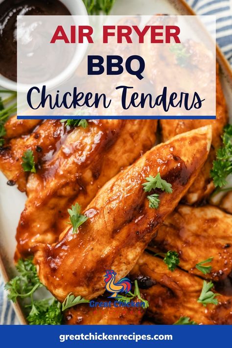 These Air Fryer BBQ Chicken Tenders are a perfectly seasoned main dish for the entire family. Using just 4 simple ingredients, they are easy to make and ready in under 30 minutes. Plus, there isn't any breading, making them a better option than traditional bbq chicken tenders, which are coated in flour. Make these a meal with my slow cooker baked beans using canned beans or any of these bbq chicken sides. #bbq #chicken #chickenrecipes #recipes #chickentenders Air Fryer Bbq Chicken Tenders, Baked Beans Using Canned Beans, Bbq Chicken Air Fryer, Bbq Chicken Sides, Bbq Chicken Tenders, Chicken Sides, Air Fryer Bbq Chicken, Low Carb Bbq Sauce, Slow Cooker Baked Beans