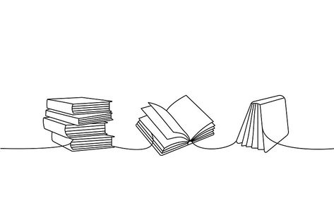 Books set one line continuous drawing. Bookstore, library continuous one line illustration. Vector minimalist linear illustration. Isolated on white background. One Line Story, Open Book Illustration, One Line Illustration, Linear Illustration, Story Cover, Cover Ideas, Name Stickers, Line Illustration, Open Book