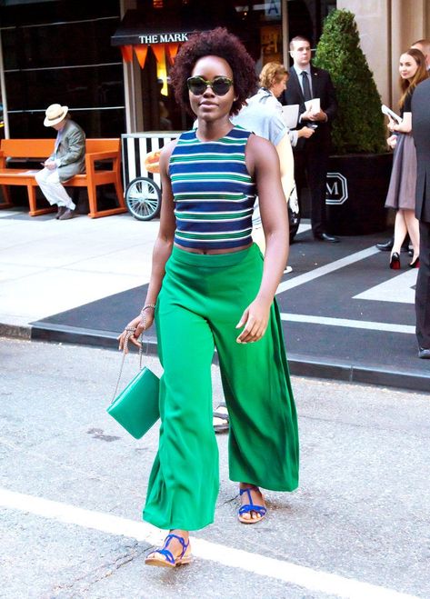 Lupita Nyong'o Globe Shoes, Lupita Nyong, Lupita Nyong'o, Giovanna Battaglia, Clothing Sites, Soft Classic, Street Style Trends, Striped Crop Top, High Fashion Street Style