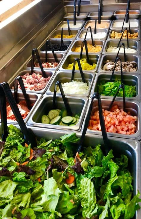 Make Your Own Salad Bar, Salad Shop Design, Salad Bar Aesthetic, Salad Station Ideas, Fridge Salad Bar, Salad Restaurant Design, Salad Food Truck, Salad Bar Wedding, Wedding Salad Bar