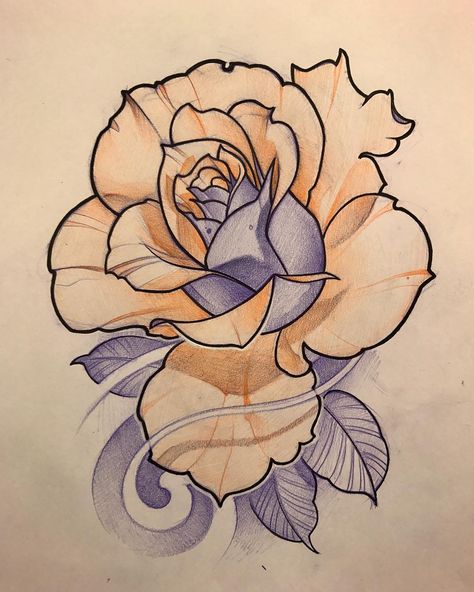 Disponible Neo Traditional Roses, Realistic Rose Tattoo, Rose Flower Tattoos, Rose Drawing Tattoo, Flower Tattoo Drawings, Graffiti Tattoo, Realistic Rose, Traditional Roses, Tattoo Rose