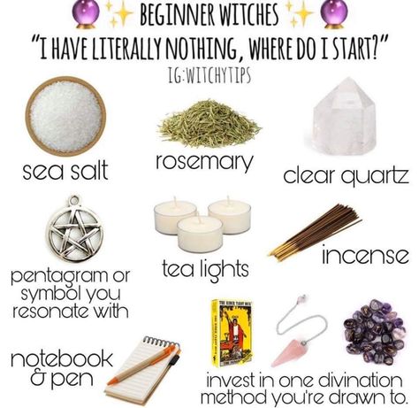 Witch Beginner, Beginner Witch, Witchcraft Spells For Beginners, Witch Supplies, Green Witchcraft, Wiccan Magic, Witch Stuff, Witch Spirituality, Wiccan Witch