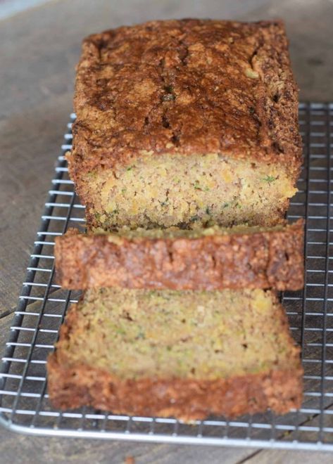 My favorite piece of Pineapple Zucchini Bread is always the end piece. It's tender on the inside with a slight crunch at first bite while still being a little chewy-in a good way! I also love to toast it and spread cream cheese on it for breakfast or an afternoon snack. Breakfast With Cream Cheese, Pineapple Zucchini Bread, Zucchini Pineapple Bread, Zucchini Pineapple, Healthy Zucchini Bread, Recipe With Pineapple, Garden Zucchini, Zucchini Recipes Dessert, Easy Zucchini Bread