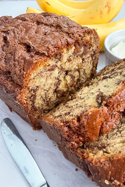 Cinnamon Swirl Banana Bread | Modernmealmakeover.com Cinnamon Swirl Banana Bread, Cinnamon Banana Bread, Cinnamon Swirl Bread, Cinnamon Crunch, Tasty Bread Recipe, Swirled Bread, Cinnamon Bread, Cinnamon Swirl, Cinnamon Banana