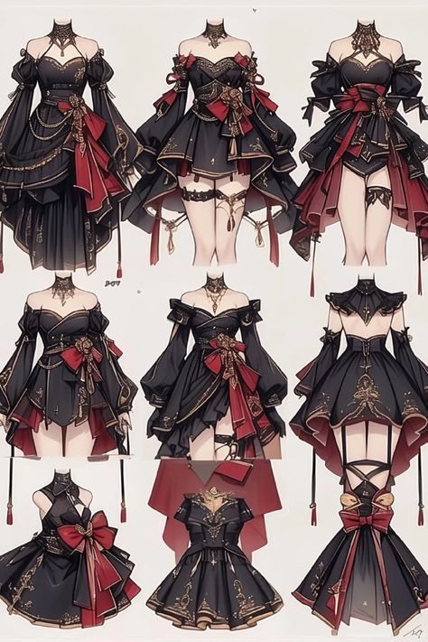 Anime Dress Design Outfit Ideas, Fashion Model Poses Drawing, Outfit Ideas Art Reference, Character Outfit Ideas, Outfit Ideas Art, General Outfit, Best Costume Design, Best Costume, Dress Design Drawing