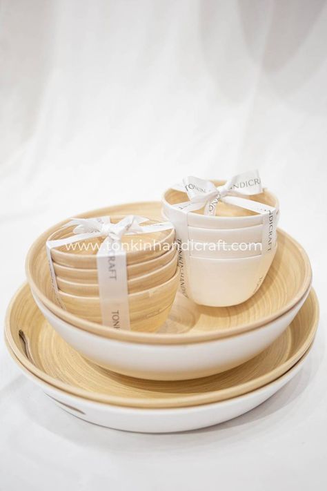 AN IDEAL GIFT, it's perfect to celebrate holidays, birthdays, weddings and many more. So gorgeous, you'll want to keep it at home for yourself. Bamboo Bowls And Plates, Bamboo Dinnerware, Bamboo Bowls, Dishes Sets, Bamboo Bowl, Bamboo Dishes, Candles Storage, Melamine Dinnerware Sets, Colorful Bowls