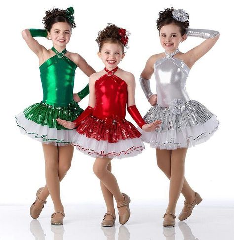 Christmas Dance Party, Christmas Dance Costumes, Dance Party Dress, Dance Moms Costumes, Cute Dance Costumes, Rok Tutu, Dance Supplies, Christmas Dance, Jazz Costumes