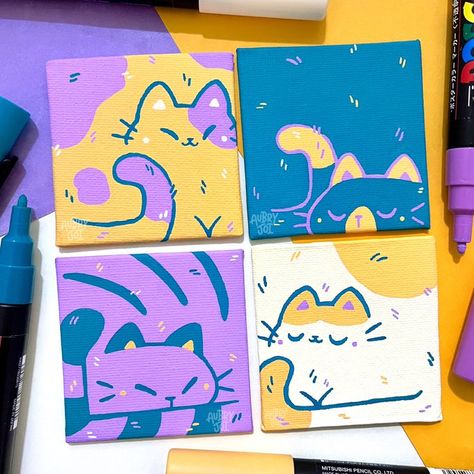 Mini Canvas Paintings, Posca Art, Canvas Painting Designs, Cute Paintings, Small Canvas Art, Arte Sketchbook, Dessin Adorable, Mini Canvas Art, Art Inspiration Painting