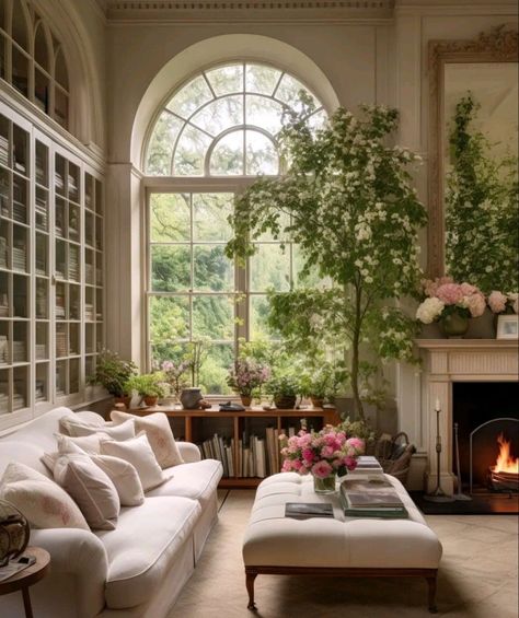 living room inspo || dream house French House Living Room, Glass Sitting Room, Dream Sitting Room, Cute House Interior Living Room, Dream Living Room Inspiration, House Inspiration Interior Living Rooms, Bridgerton House Aesthetic, Pretty House Interior, Pretty Houses Interior