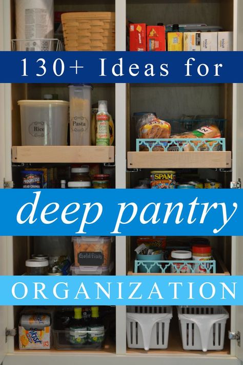 More than 130 deep pantry organization ideas, products and DIY projects to make your pantry functional and beautiful. Deep Pantry Organization Ideas, Decorate Kitchen Shelves, How To Decorate Kitchen Shelves, Pantry Shelf Organizer, Pantry Organization Ideas Shelves, Deep Pantry Organization, Panty Organization, Pantry Closet Organization, Pantry Hacks