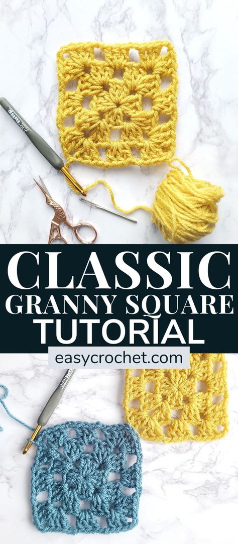 Crochet Granny Square Beginner, Classic Granny Square, Granny Square Pattern Free, Motifs Granny Square, Crochet Granny Square Tutorial, Granny Square Haken, Slip Stitch Crochet, Granny Pattern, Granny Square Crochet Patterns Free