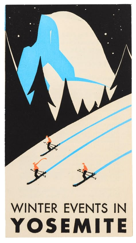 Ski Lodge Illustration, Lodge Artwork, Folding Brochure, Yosemite Poster, Ski Illustration, Winter Graphics, Mountain Vintage, Ski Lodge Decor, Winter Artwork