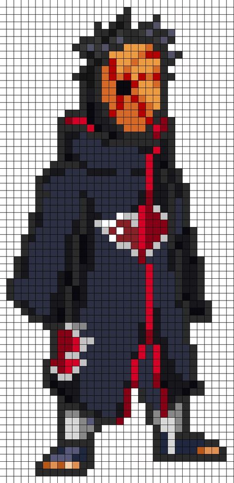 NO ME VAN A CREER, PERO CREO QUE TOBI ES OBITO Modele Pixel Art, Tobi Obito, Easy Pixel Art, Pixel Art Templates, Pixel Art Characters, Pixel Art Grid, Pix Art, Graph Paper Art, Pola Kristik