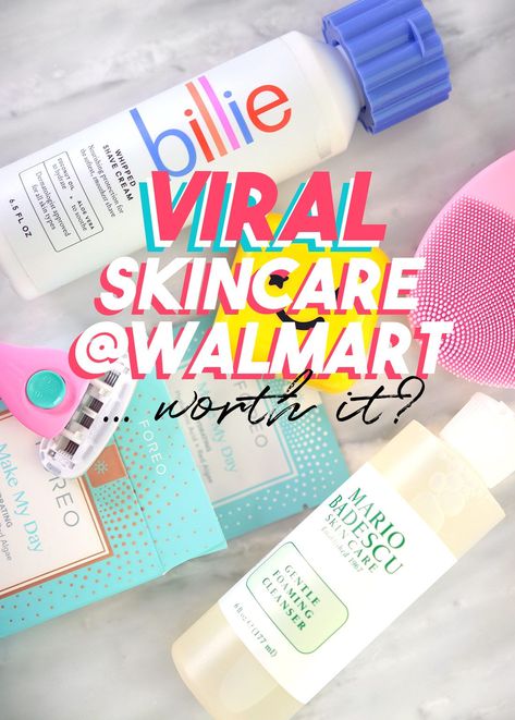 I tried 5 viral skin care products from Walmart to see if they're worth the hype... and boy was I surprised! | Slashed Beauty Walmart Skincare, Walmart Must Haves, Viral Skincare, Mario Badescu Skin Care, Budget Beauty, Skincare Essentials, Smooth Shave, Skin Care Items, Beauty Products Drugstore