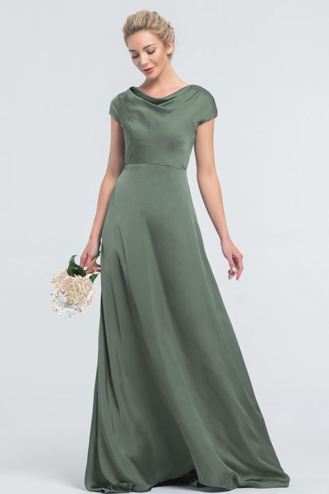 Modest LDS Simple Moss Green Satin Bridesmaid Dresses High Neck Bridesmaid Dresses Satin, Dark Green Bridesmaid Dresses Modest, Modest Satin Gown, Emerald Green Satin Dress Bridesmaid, Forest Green Silk Bridesmaid Dresses, Satin Bridesmaid Dresses Modest, Bridesmaid Dress Short Sleeve, Modest Satin Bridesmaid Dresses, Mulberry Silk Dress