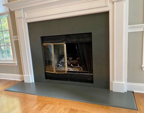 Check out this amazing before and after of a fireplace demo we did. We removed the existing marble and installed Grey slate surround and hearth. What a makeover! Grey Slate Fireplace, Grey Fireplace Surround, Fireplace Slate, Slate Fireplace Surround, Bathroom Rehab, Slate Countertop, Grey Fireplace, Craftsman Fireplace, Cottage Fireplace