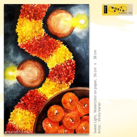 Diwali Painting For Competition, Diwali Painting Ideas Aesthetic Indian, Diwali Painting Festival Of Light, Painting On Diwali, Diwali Drawing Ideas Creative, Diwali Watercolor Painting, Diwali Painting Canvas, Diwali Art Painting, Diwali Watercolor