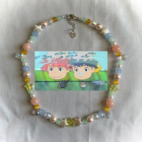 Bead Soup Necklace, Ponyo Jewellery, Bead Soup Jewelry, Aesthetic Beads, Pola Manik, Bead Soup, 일본 패션, Gelang Manik-manik, Anime Jewelry