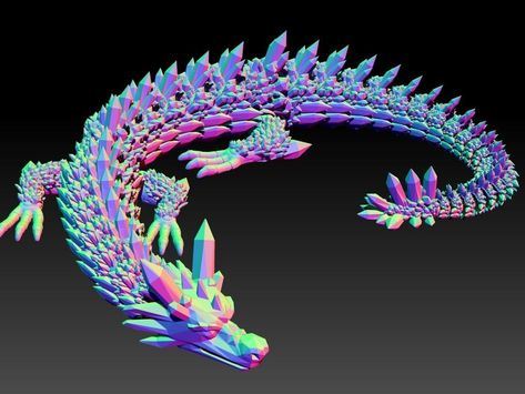 ARTICULATED CRYSTAL DRAGON - FLEXI CRYSTAL DRAGON 3D PRINT 3D print model Western Hognose Snake, Robot Dragon, 3d Printer Stl Files, 3d Printing Files, Next Models, Pet Diy, Dragon 3d, 3d Printing News, 3d Printing Industry