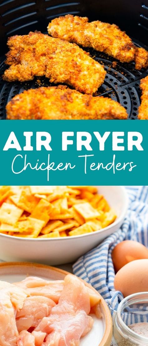 Air fryer cheez it chicken tenders give you a crisp outer coating with all the cheesy goodness you expect from those baked crackers, and such a simple recipe with only a few ingredients. Cheeze It Chicken, Cheez It Chicken, Cheez It Recipe, Air Fryer Recipes Chicken Tenders, Homemade Cheez Its, Homemade Chicken Tenders, Cracker Chicken, Air Fryer Chicken Tenders, Crispy Chicken Tenders