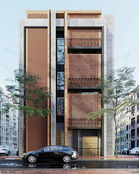 Modern Brick Facade, Brick Building Facade, Brick Facade Design, Villa Facade Design, Apartment Exterior Design, Apartments Exterior, Commercial Design Exterior, Facade Architecture Design, Residential Building Design