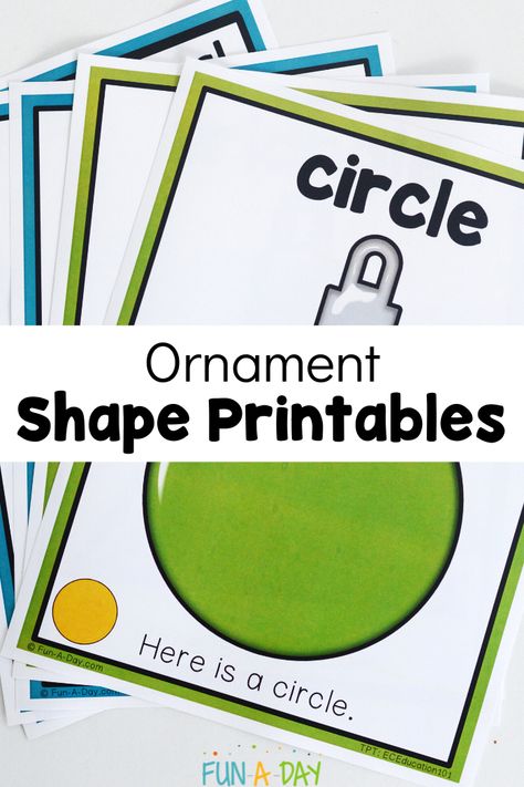 These free printable ornament shape mats are perfect for your Christmas activities for preschool and kindergarten kids. Many opportunities to practice fine motor, math, and literacy skills in a low-prep way. Click on the Fun-A-Day.com link to get your own copy. Holiday Shapes Preschool, Christmas 2d Shape Activities, Christmas Shape Activities Preschool, Shape Playdough Mats Free, Christmas Number Activities Preschool, Shape Mats Free Printable, Shape Crafts For Toddlers, Shape Activity For Preschool, Shapes Activities Preschool