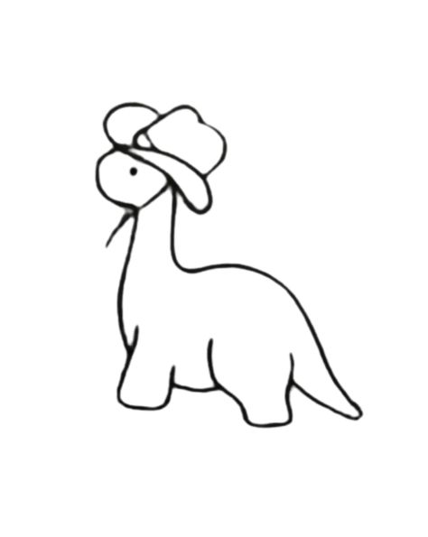 Cute Small Drawings Dinosaur, Cute And Easy Tattoo Ideas, Cute T Rex Cartoon, Basic Outline Drawings, Simple Dinasour Tattoo, Some Cute Drawings, Dino Cute Drawing, Unicorn Drawings Easy, Little Dino Tattoo