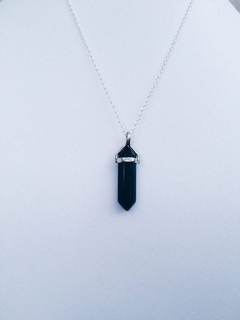 Silver Crystal Necklace, Black Leather Necklace, Magical Jewelry, Stone Crystal, Black Obsidian, Silver Plated Necklace, Black Necklace, Silver Crystal, Girls Necklaces