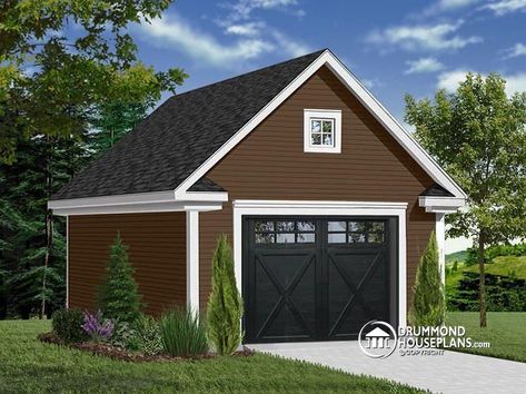 House plan W2977-16 by drummondhouseplans.com Construction Garage, Detached Garage Designs, One Car Garage, Garage Plans Detached, Plan Garage, Plan Chalet, Garage Storage Ideas, Drummond House Plans, Building A Garage